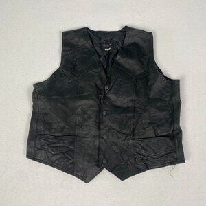 Genuine Leather Motorcycle Cowboy Black Vest Size 48